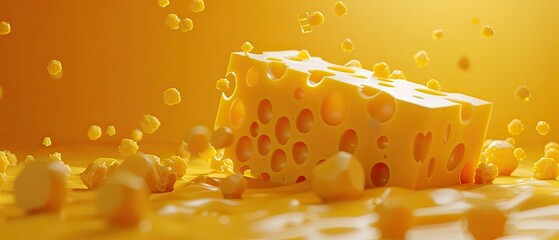 Realistic 3d rendering cheese background.