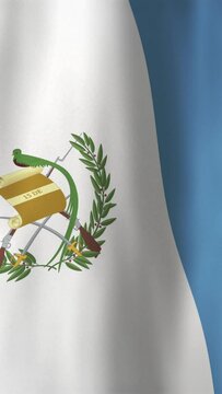Waving Flag of Guatemala, Vertical Fill Video, HD Animated Background. National Guatemalan Flag Flowing Cloth Motion Graphics, Seamless Loop for Backgrounds, Social Media, and Screens