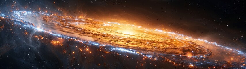 Obraz premium Galaxies with swirling bands of light and gas dancing in the void of space.