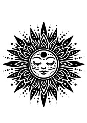 Sun Boho SVG, Sun in Boho Style, Sun SVG, Star SVG, Space SVG, Sun Ornament, Sun Silhouette, Sun Clipart, Sun Cut file for Cricut, Sun Art Print