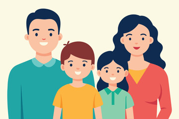 the concept of a happy family. Joyful parents with their children.