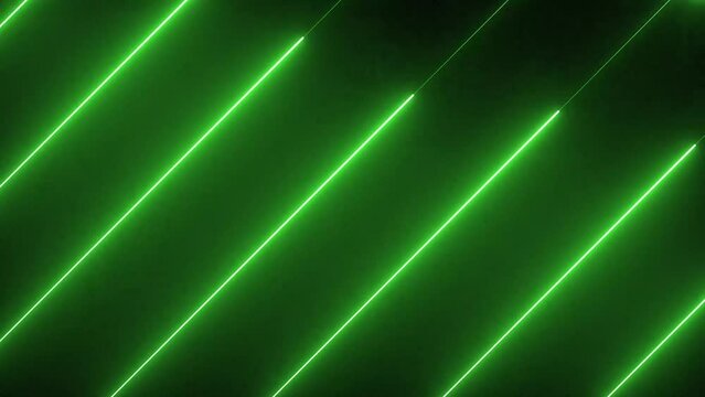 Green energy motion background with neon laser lines. Seamless looping animation. 4K Video