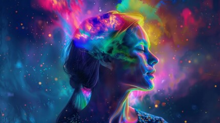 Vivid Neon Dreams - Portrait of a Woman in Fluorescent Colors