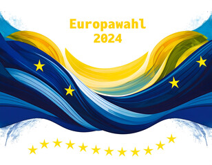 A wavy banner in the colors of the European Union