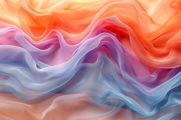 This image features a digital creation of silky fabric flowing in colors that resemble a sunset,...
