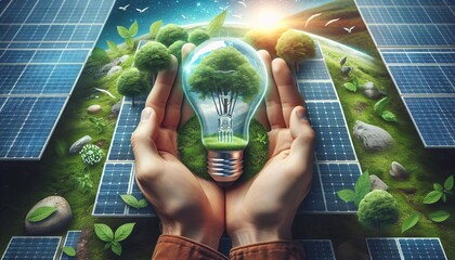Eco Investing, Hervorhebung des Wachstums umweltfreundlicher Investitionen in der Geschäftswelt, Thema Klimawandel, copy space, eine Welt in den Händen