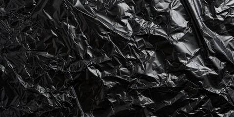 plastic film bag texture background. wrap black materials crumpled dark wallpaper for industrial and manufacturing concepts