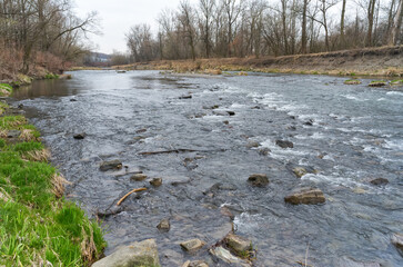 Rushing river in early spring. 