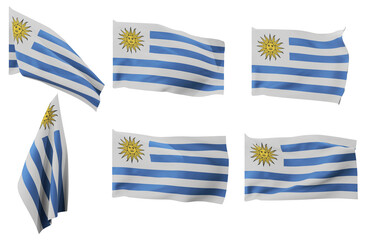 Large pictures of six different positions of the flag of Uruguay