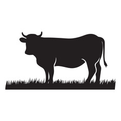 Cow graphic icon. Cow black silhouette isolated on white background. Vector illustratio