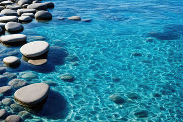 Step Stones In Blue Water  Zen Concept