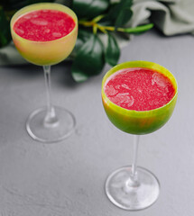 Tropical watermelon cocktails on elegant display