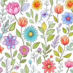 seamless background with flowers AI generated 