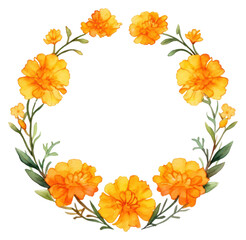 Fototapeta premium PNG Marigold cercle border flower wreath plant.