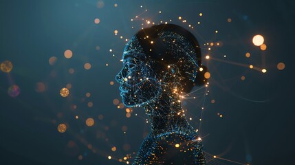 A conceptual portrait of a chatbot visualized as an intricate network of neural pathways, glowing in the dark