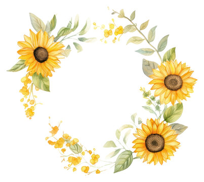 PNG  Sun flower border sunflower wreath plant.