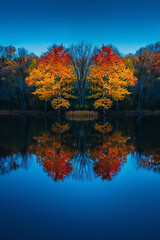 Serene Lake Reflecting Day and Night - Symbolizing Dual Nature  