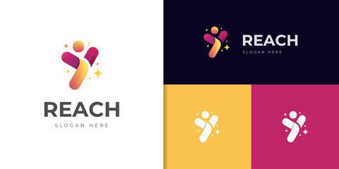 happiness people reach logo icon design. initial letter y people logo symbol. abstract young achievement element