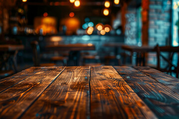 Warm and quaint pub interior with wooden tables