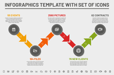 Modern step infographics template - design with five options or steps