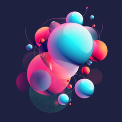 Abstract background with 3d geometric shapes. Modern cover design. Ads banner template. Dynamic wallpaper with balls or particles.