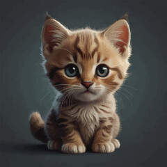 Cute Kitten Head in Cartoon Style