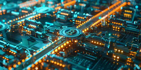 An abstract futuristic electronic circuit technology background represents the interconnectedness of modern technology and society

