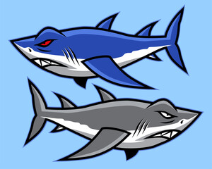 angry great white shark mascot