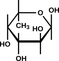 Fucopyranose structural formula, pyranose form of fucose, vector illustration 