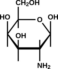 Galactosamine structural formula, vector illustration