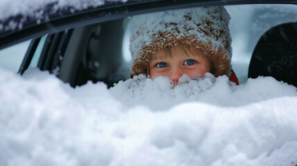 Winter Joy: Smiling Child in Snowy Weather