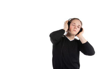 Young attractive student posing on a white background. Work and study.