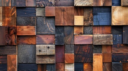 Diverse Wood Patchwork Background with Unique Textures and Colors for Creative Projects and Designs
