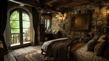 Time Travel Bedroom: Medieval Theme, Serene Rain Sounds Transport You