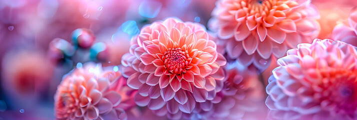 Vibrant Dahlia in Full Bloom, Close-Up of Pink and Red Petals, Summer Beauty in a Lush Garden Setting