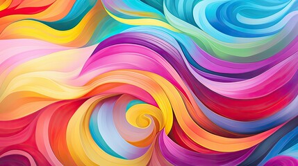Close-up of swirling abstract patterns in rainbow hues