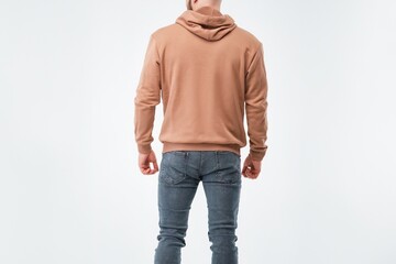 Fashionable Man Poses in Blank Hoodie for Logo Mockup