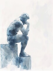 A man is sitting on a box and thinking