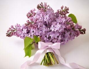 Spring bouquet of lilac flowers on a white background. Wedding bouquet