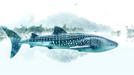 Double Exposure: Whale Shark and Palawan Bay, Tropical Philippines