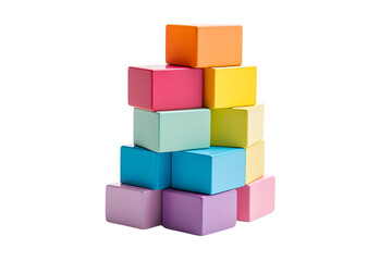 Colorful 3D illustration of blocks stacked up high