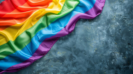 A rainbow flag background. LGBT, top view Stock Photo photography