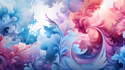 Abstract background with blue and pink swirls. 3d illustration.