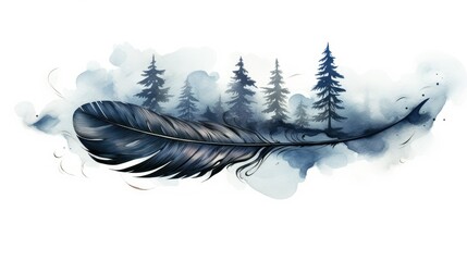 blue feather on white background