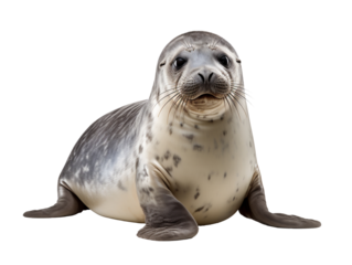 Grey harbour seal isolated on transparent background