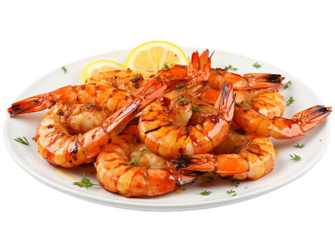 grilled shrimp isolated on transparent background