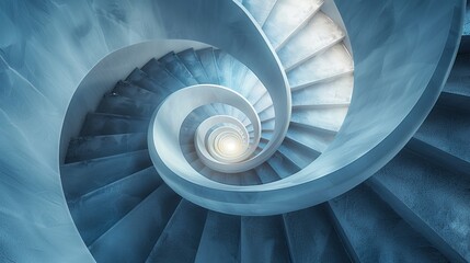 Aerial view on an endless stairway with spiral pattern.