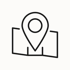 Location map line icon. Point, gps navigator, geolocation sign or symbol.  Isolated on a white background. Pixel perfect. Editable stroke. 64x64.