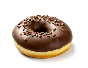 Schoko Donut isoliert auf weißen Hintergrund, Freisteller 