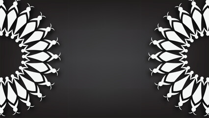 Creative luxury decorative mandala on black background. white mandala on black background card illustration